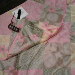 Coach NWT silk signature logo scarf